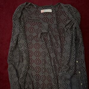 Gray Open-Knit Women's Cardigan